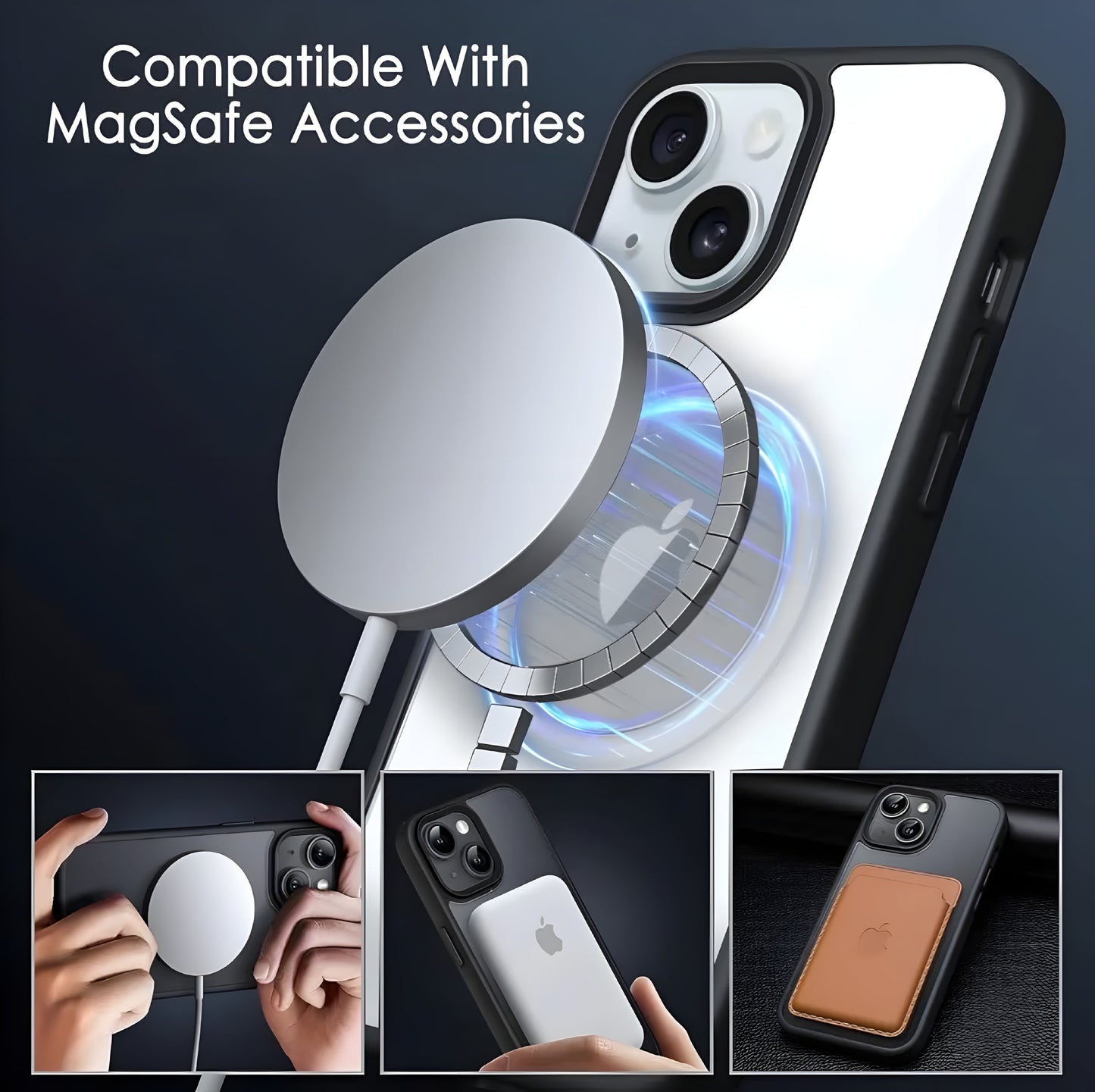 iPhone 15 MagSafe Transparent Case – Sleek Clear Back, Strong Grip & Drop Protection Design