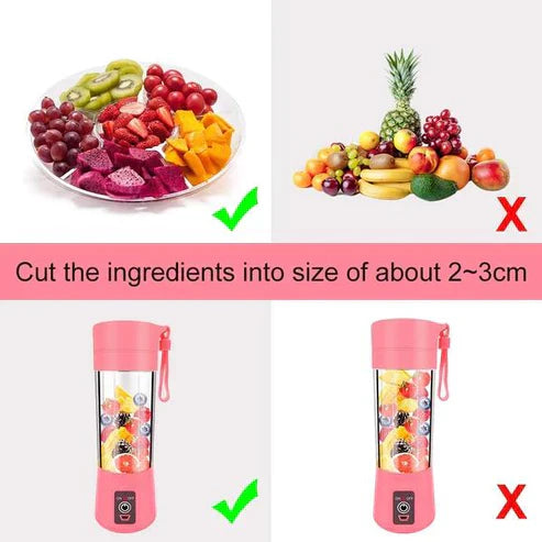 Portable USB Electric Juicer Blender – 6 Stainless Steel Blades | Rechargeable Protein Shaker & Smoothie Maker (380ml)