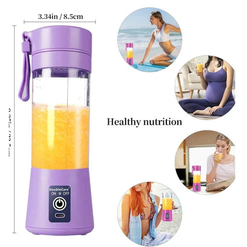 Portable USB Electric Juicer Blender – 6 Stainless Steel Blades | Rechargeable Protein Shaker & Smoothie Maker (380ml)