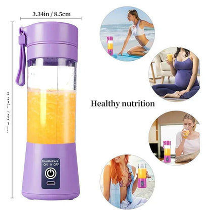 Portable USB Electric Juicer Blender – 6 Stainless Steel Blades | Rechargeable Protein Shaker & Smoothie Maker (380ml)