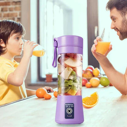 Portable USB Electric Juicer Blender – 6 Stainless Steel Blades | Rechargeable Protein Shaker & Smoothie Maker (380ml)