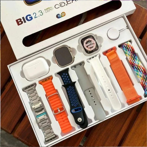 i20 Ultra Max Suit Smart Watch Combo with 7 Stylish Straps & Wireless Earbuds | HD Display, Bluetooth Calling, Fitness Tracker | Premium Budget Combo